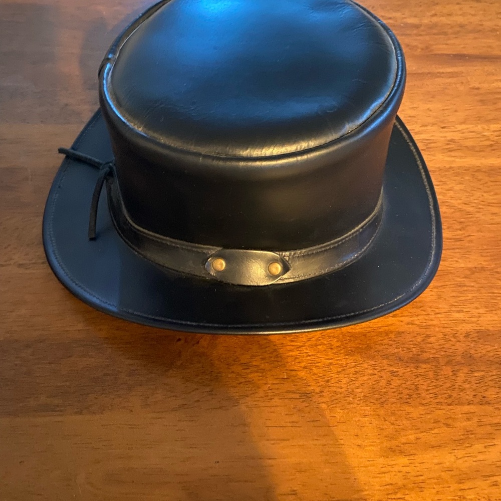 Black Leather Top Hat  XL
